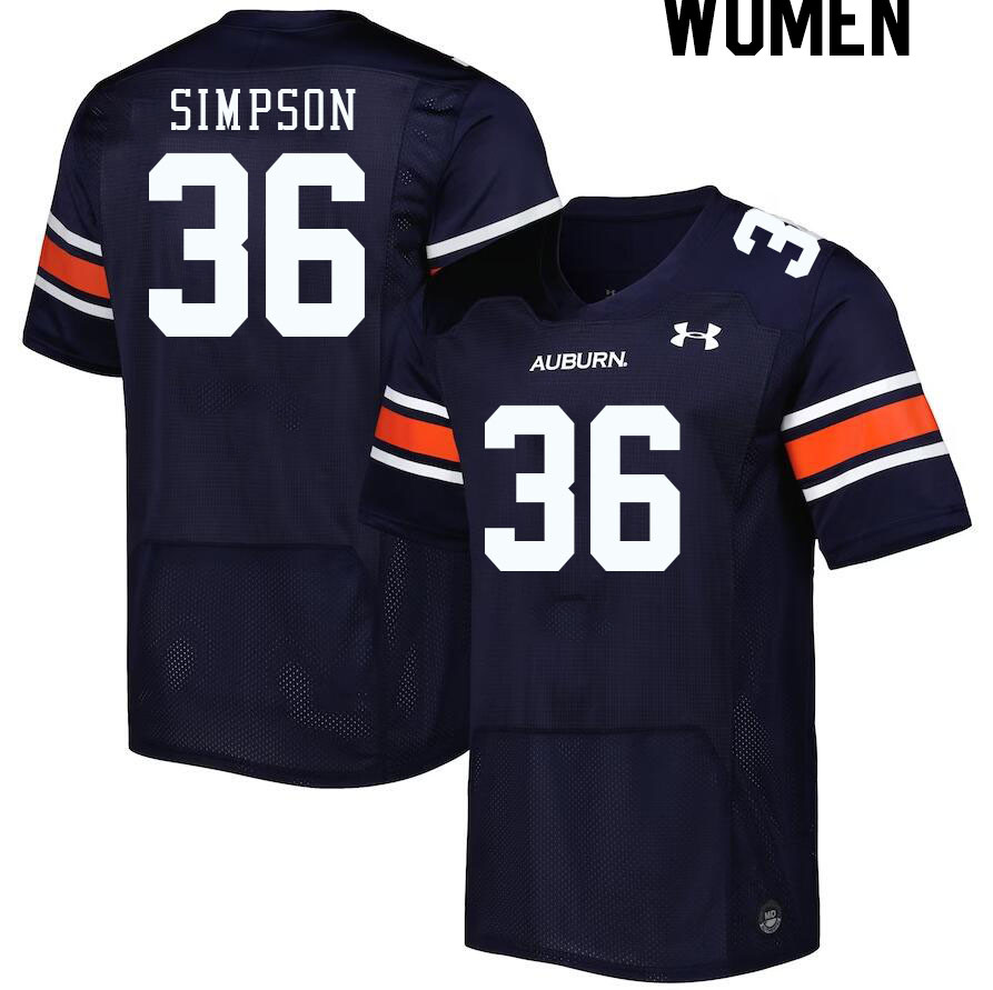 Women's Auburn Tigers #36 Jaylin Simpson Navy 2023 College Stitched Football Jersey